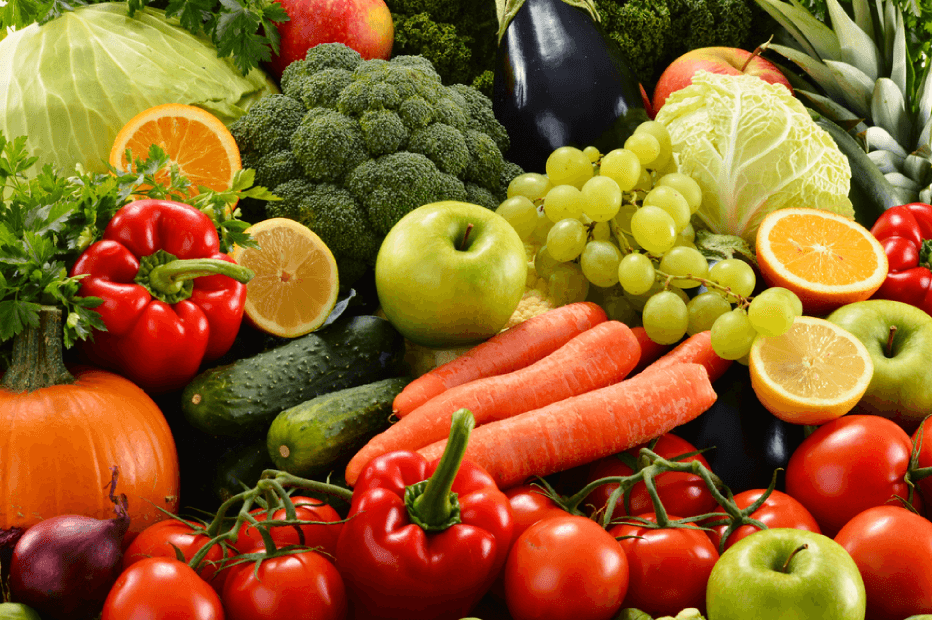 Variety of fruits & vegetables